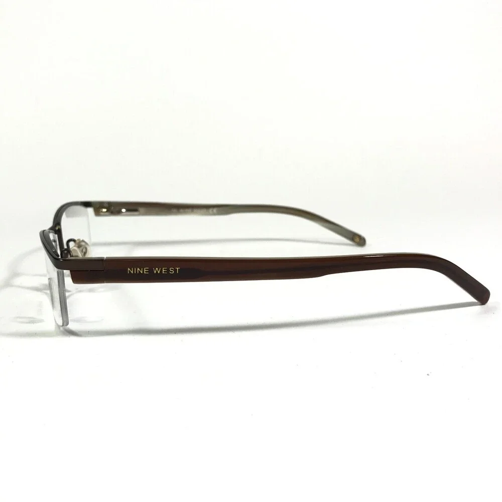 Nine West Eyeglasses Frames NW416 0CU2 Brown Rectangular Half Rim 51-18-130